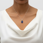 Created Sapphire Ring in 925 Sterling Silver, featuring a Pear Created Blue Sapphire, ideal for September birthdays and special occasions.