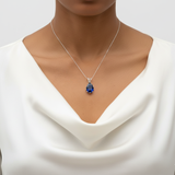 Created Sapphire Ring in 925 Sterling Silver, featuring a Pear Created Blue Sapphire, ideal for September birthdays and special occasions.