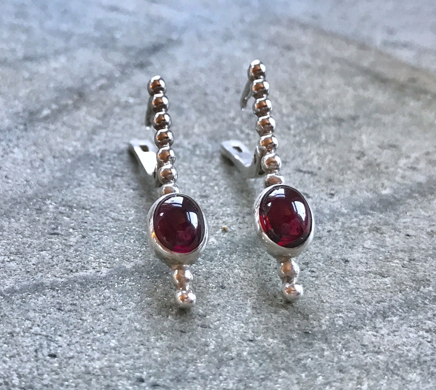 Garnet Earrings, Long Earrings, Red Long Earrings, Natural Garnet, Red Garnet Earrings, January Birthstone, January Earrings, Solid Silver