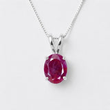 Natural Ruby Pendant made in 925 Sterling Silver with Oval Natural Red Ruby in Prong setting, July Birthstone gift idea, symbolizes nobility, purity, and passion, ideal for everyday wear and perfect for birthday gifting and special occasions.