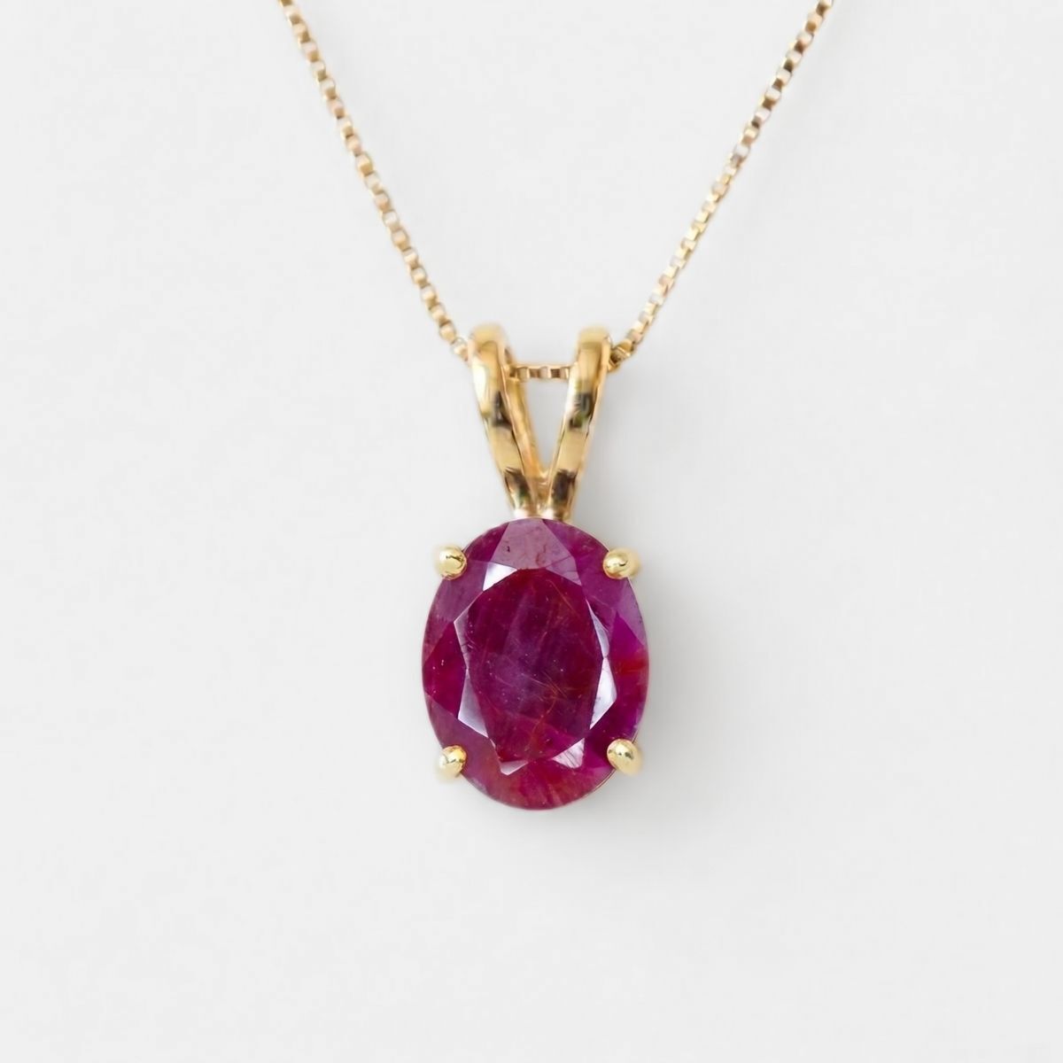 Natural Ruby Pendant made in 18k Gold Vermeil with Oval Natural Red Ruby in Prong setting, July Birthstone gift idea, symbolizes nobility, purity, and passion, ideal for everyday wear and perfect for birthday gifting and special occasions.