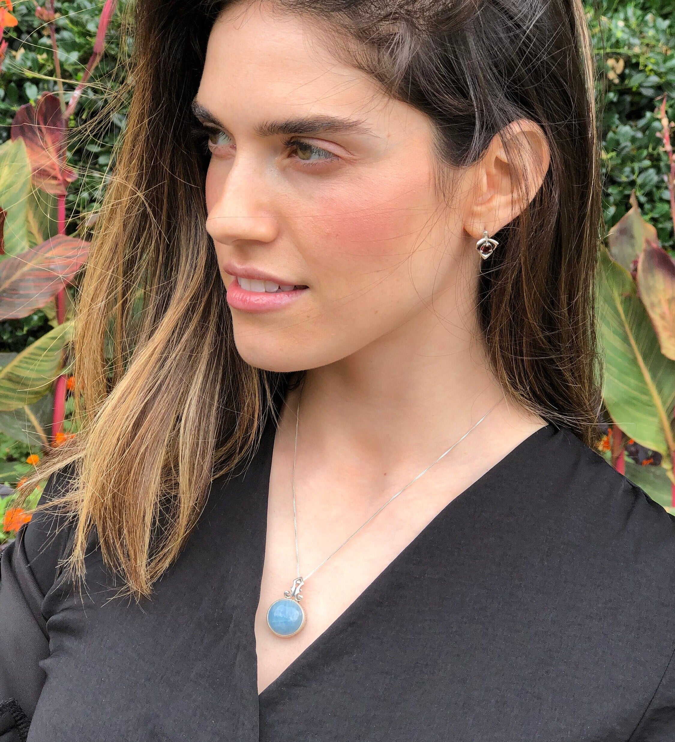 Sandstone Pendant, Blue Sand Stone, Vintage Pendant, Statement Pendant, Blue Pendant, Sagittarius Pendant, Silver Pendant, Blue Sandstone