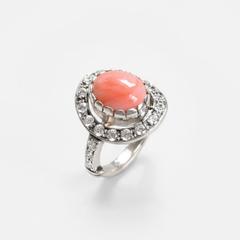 Coral Ring - Pink Oval Ring - Vintage Statement Ring