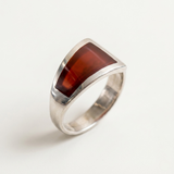 Carnelian Ring - Triangle Statement Ring - Asymmetric Carnelian Band