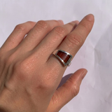 Carnelian Ring - Triangle Statement Ring - Asymmetric Carnelian Band