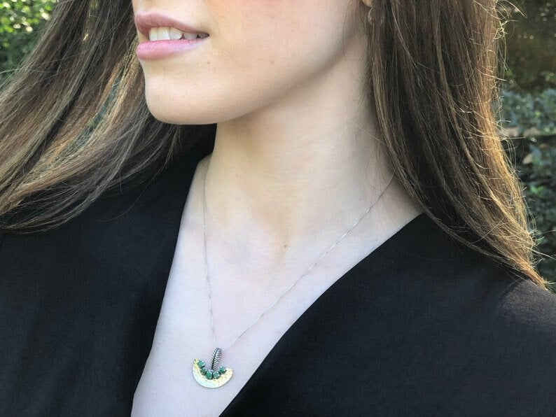 Elegant 925 Sterling Silver Natural Emerald Pendant with Round Green Emerald, perfect for May birthdays and special occasions.