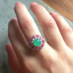 Emerald Ring, Natural Emerald, Ruby Ring, Chrysoprase Ring, Birthstones Ring, Vintage Rings, Chrysoprase, Solid Silver Ring, Victorian Ring