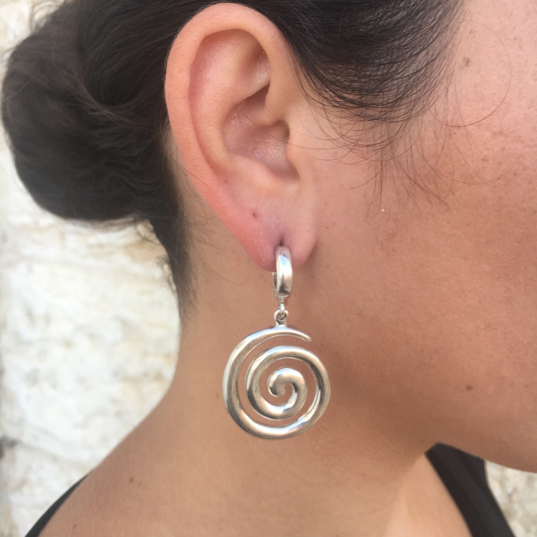Silver Earrings, Swirl Earrings, Dangling Earrings, Unique Earrings, Spiral Earrings, Artistic Earrings, Statement Earrings, Silver Earrings