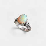 Opal Boho Ring - October Birthstone Ring - Solitaire Opal Ring