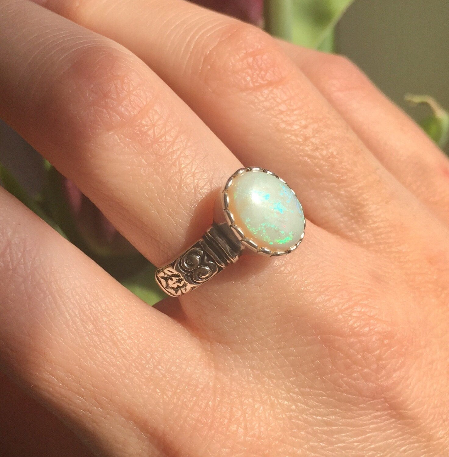 Opal Ring, Natural Opal Ring, Tribal Ring, Australian Opal, October Birthstone, Vintage Rings, Solitaire Ring, Antique Ring, 925 Silver Ring