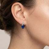 Beautiful 925 Sterling Silver Sapphire Earrings with Oval Created Blue Sapphire, perfect for September birthdays and special occasions.