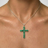 Elegant 925 Sterling Silver Emerald Pendant featuring a vibrant Round Created Green Emerald, perfect for special occasions.