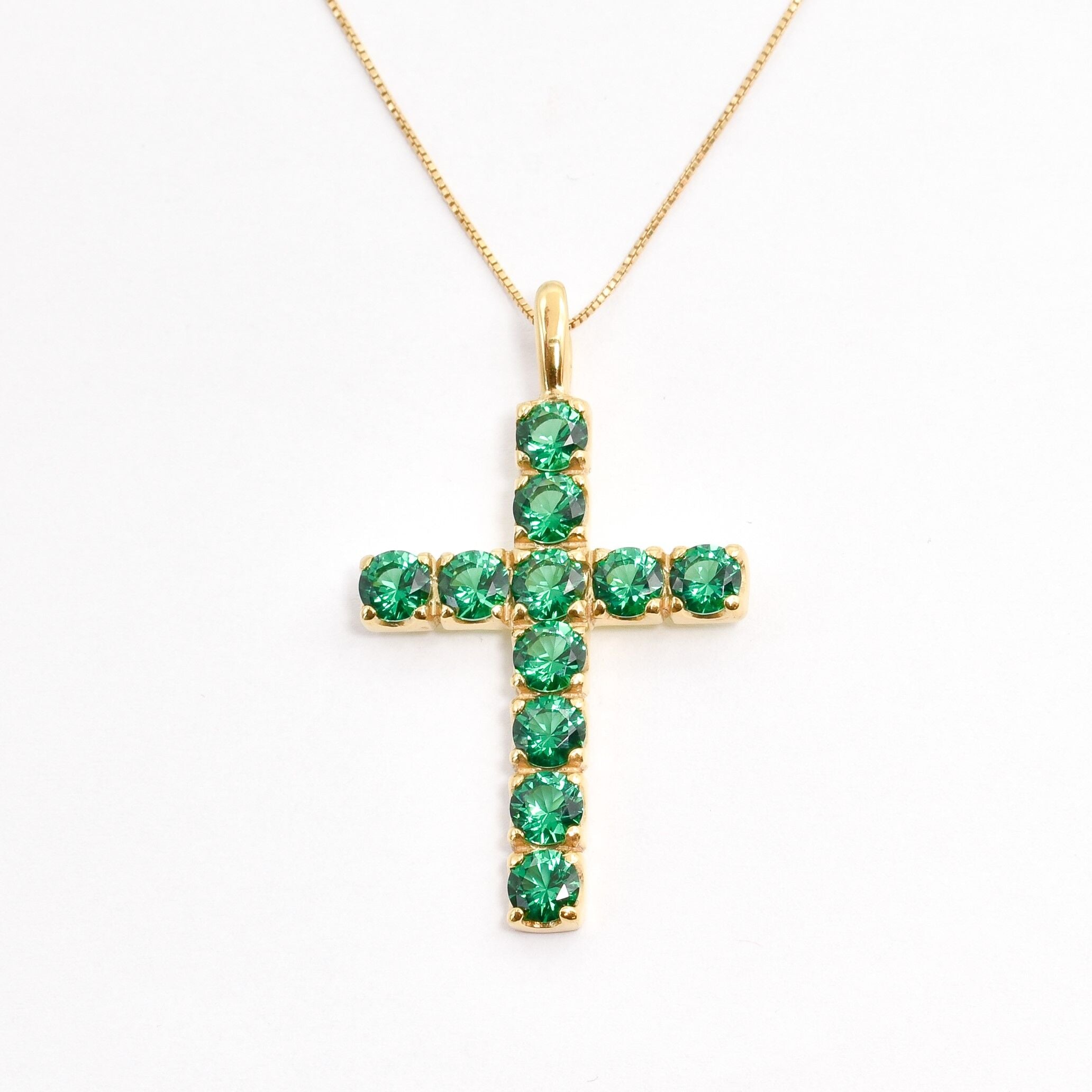 Emerald Pendant, Created Emerald, Cross Pendant, Emerald Cross, Green Emerald Pendant, Christian Pendant, Green Cross, Solid Silver Pendant(1)