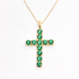 Created Emerald Pendant made in 18k Gold Vermeil with Round Created Green Emerald in Prong setting, May Birthstone gift idea, symbolizes, ideal for everyday wear and perfect for birthday gifting and special occasions.