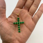 Emerald Pendant, Created Emerald, Cross Pendant, Emerald Cross, Green Emerald Pendant, Christian Pendant, Green Cross, Solid Silver Pendant(1)