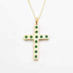 Emerald Pendant, Created Emerald, Cross Pendant, Emerald Cross, Green Emerald Pendant, Christian Pendant, Green Cross, Solid Silver Pendant(1)