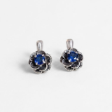 Created Sapphire Earrings made in 925 Sterling Silver with Round Created Blue Sapphire in Prong setting, September Birthstone gift idea, symbolizes sincerity, truth, and faithfulness, ideal for everyday wear and perfect for birthday gifting and special occasions.