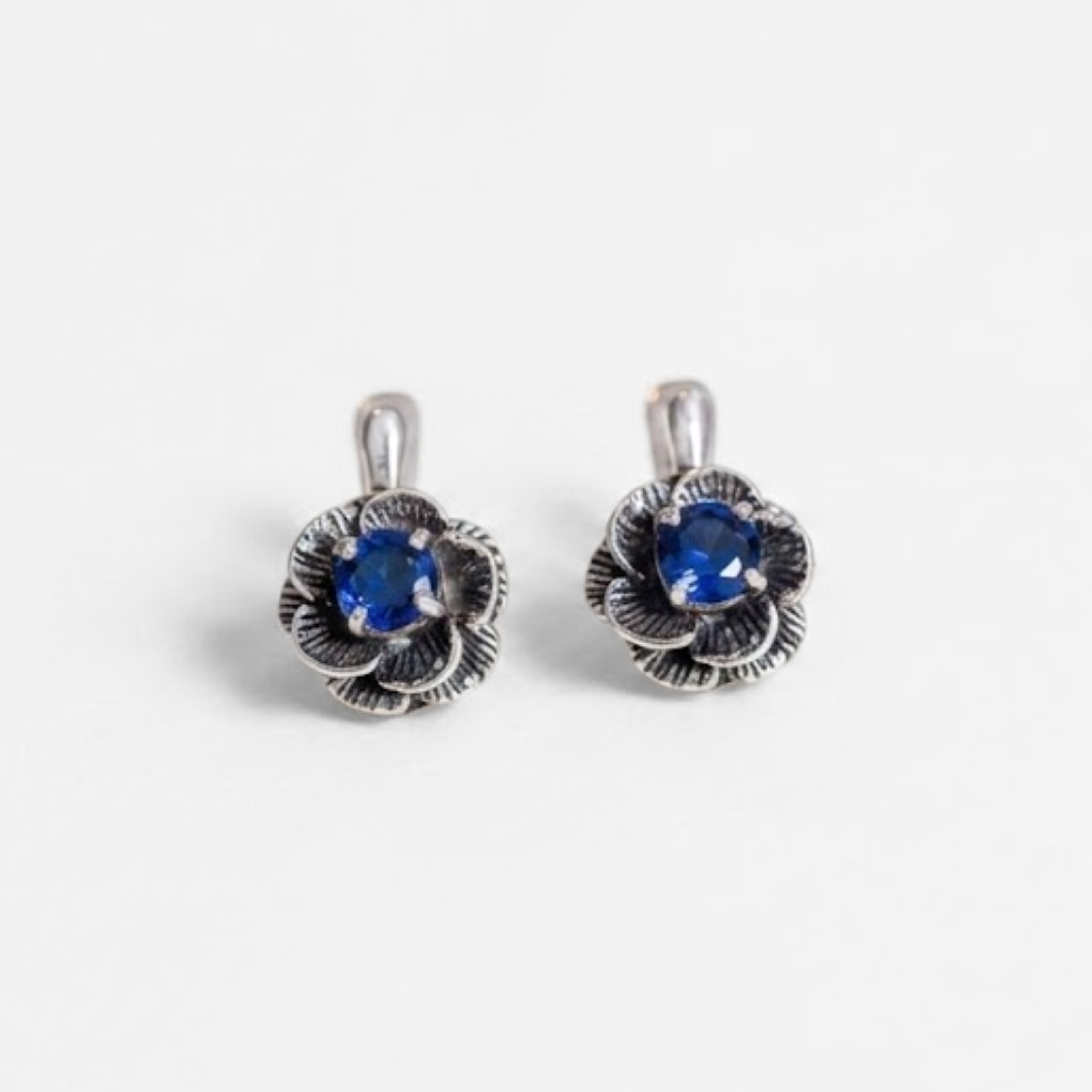Created Sapphire Earrings made in 925 Sterling Silver with Round Created Blue Sapphire in Prong setting, September Birthstone gift idea, symbolizes sincerity, truth, and faithfulness, ideal for everyday wear and perfect for birthday gifting and special occasions.