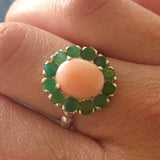 Victorian Coral Ring - Coral Flower Ring - Genuine Coral Ring