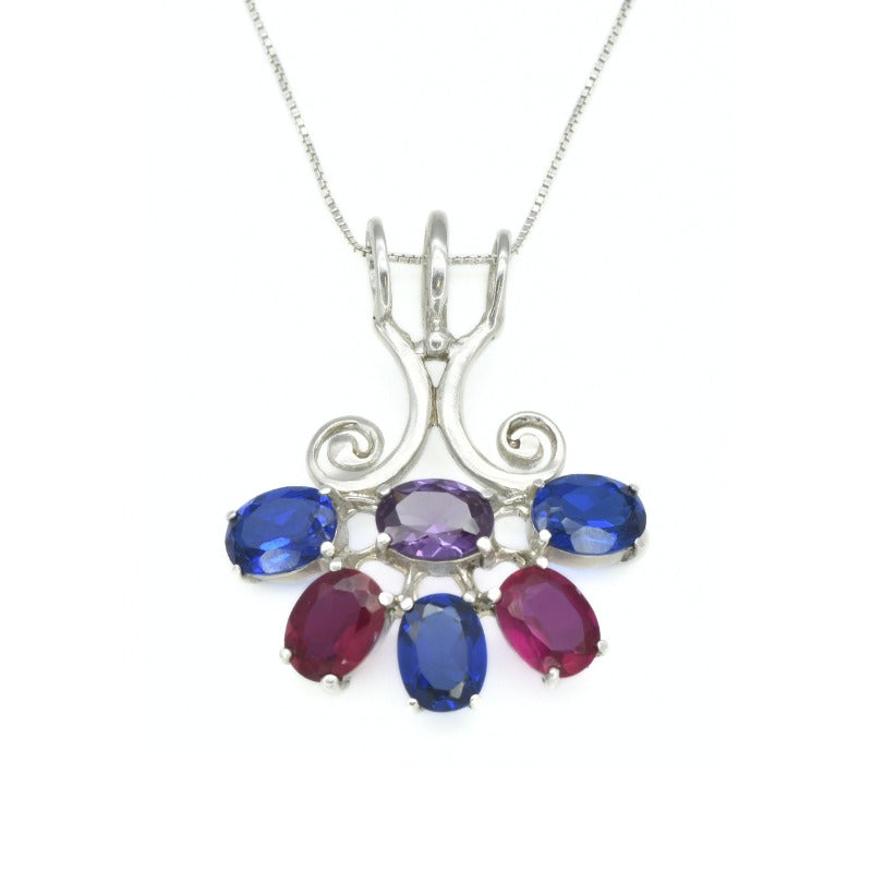 Created Sapphire Pendant made in 925 Sterling Silver with Baguette Created Blue Sapphire in Prong setting, September Birthstone gift idea, symbolizes sincerity, truth, and faithfulness, ideal for everyday wear and perfect for birthday gifting and special occasions.