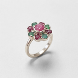 Natural Ruby Ring made in 925 Sterling Silver with Round Natural Red Ruby in Cluster setting, July Birthstone gift idea, symbolizes nobility, purity, and passion, ideal for everyday wear and perfect for birthday gifting and special occasions.