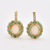 Victorian Opal Earrings - Opal Flower Earrings - White Green Earrings