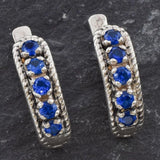 Long Sapphire Earrings - Blue Bar Earrings - Vintage Drop Earrings