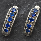 Long Sapphire Earrings - Blue Bar Earrings - Vintage Drop Earrings