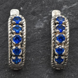 Long Sapphire Earrings - Blue Bar Earrings - Vintage Drop Earrings