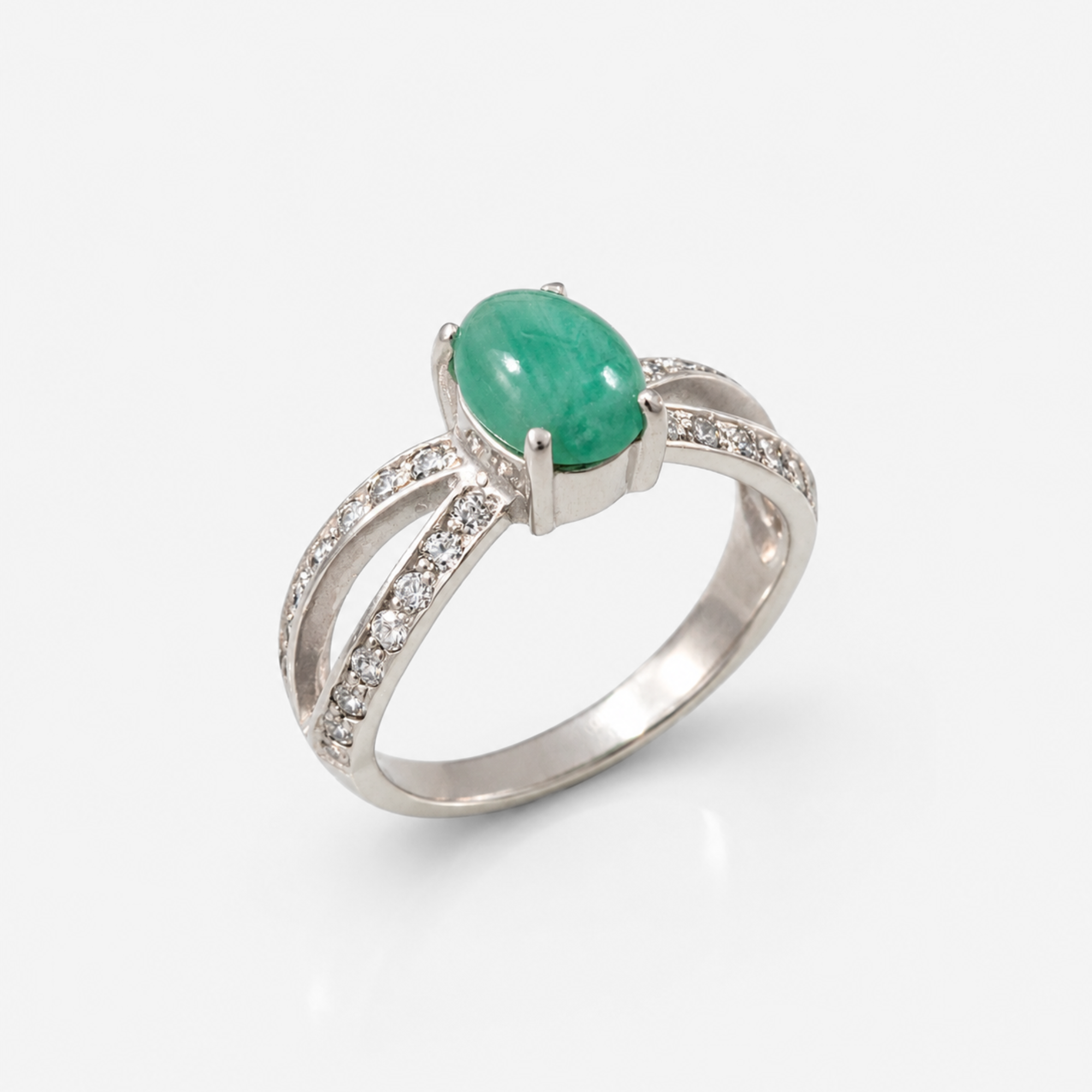Natural Emerald Ring made in 925 Sterling Silver with Oval Natural Green Emerald in Solitaire with Accents setting, May Birthstone gift idea, symbolizes growth, harmony, and deep emotional healing, ideal for everyday wear and perfect for birthday gifting and special occasions.
