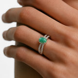 Elegant 925 Sterling Silver Natural Emerald Ring, features a stunning oval green emerald, perfect for birthdays and special occasions.
