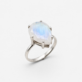 Large Moonstone Ring - White Teardrop Ring - Vintage Statement Ring