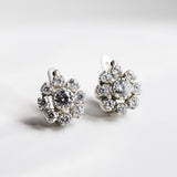 Gold CZ Earrings - Created Diamond - Diamond Flower Earrings