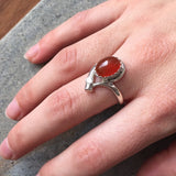 Genuine Carnelian Ring - Unique Red Ring - Vintage Red Agate Ring