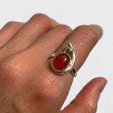 Genuine Carnelian Ring - Unique Red Ring - Vintage Red Agate Ring