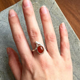 Genuine Carnelian Ring - Unique Red Ring - Vintage Red Agate Ring