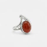 Gold Carnelian Ring - Red Teardrop Ring - Vintage Cocktail