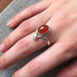 Genuine Carnelian Ring - Unique Red Ring - Vintage Red Agate Ring