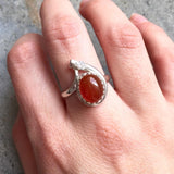 Genuine Carnelian Ring - Unique Red Ring - Vintage Red Agate Ring