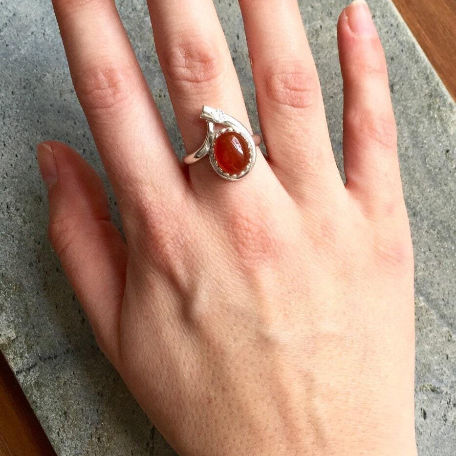 Red Agate Ring, Carnelian Ring, Natural Agate, August Birthstone, Vintage Rings, Red Ring, August Ring, Solid Silver Ring, Agate, Carnelian