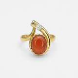 Gold Carnelian Ring - Red Teardrop Ring - Vintage Cocktail