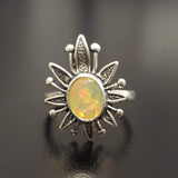 Opal Statement Ring - Large Flower Ring - Natural Fire Opal Ring