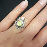 Opal Statement Ring - Large Flower Ring - Natural Fire Opal Ring