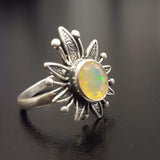 Opal Statement Ring - Large Flower Ring - Natural Fire Opal Ring