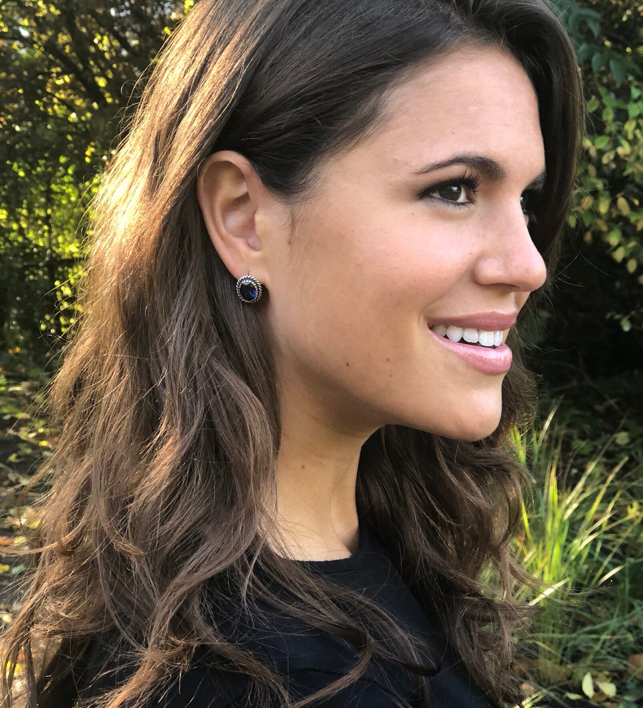 Elegant 925 Sterling Silver Sapphire Earrings with Baguette Blue Sapphire, perfect for birthdays and special occasions.