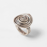 Swirl Silver Ring - Round Artistic Ring - Spiral Statement Band