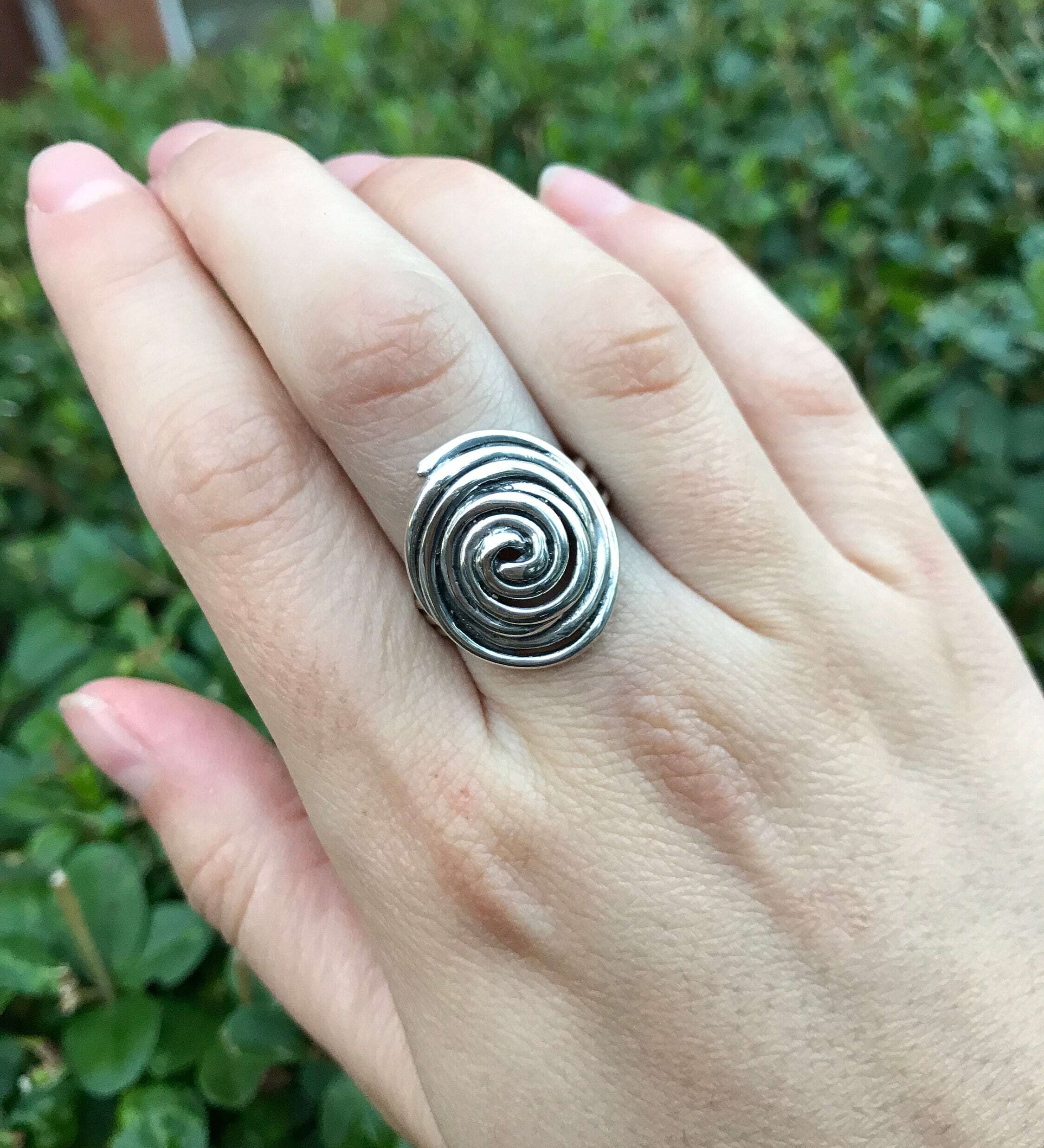 Silver Swirl Ring, String Ring, Solid Silver Ring, Infinity Ring, Spiral Ring, Unique Silver Ring, Sterling Silver Ring, Large Round Ring