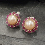 Gold Victorian Earrings - Natural Pearl Earrings, Peach Pearl Earrings