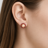 Gold Victorian Earrings - Natural Pearl Earrings, Peach Pearl Earrings