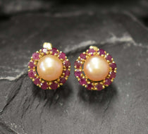 Pearl Earrings, Beige Pearl Earrings, Natural Pearl, Victorian Earrings, June Birthstone, Vintage Earrings, Round Earrings, Silver Earrings(1)